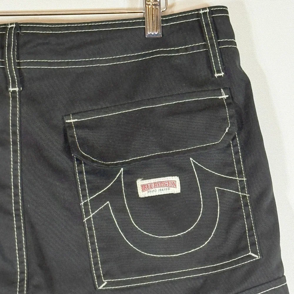 Vtg True Religion Mens Pants 32 Black Cargo Utility Urban Military Army‎ Skater